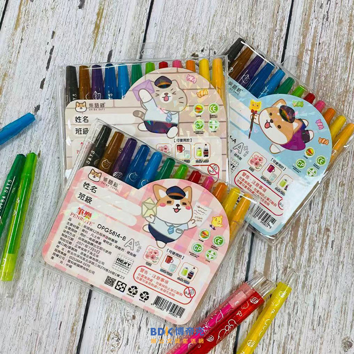 筆樂 Penrote 柴語錄12色短桿旋轉蠟筆 DPG5814系列