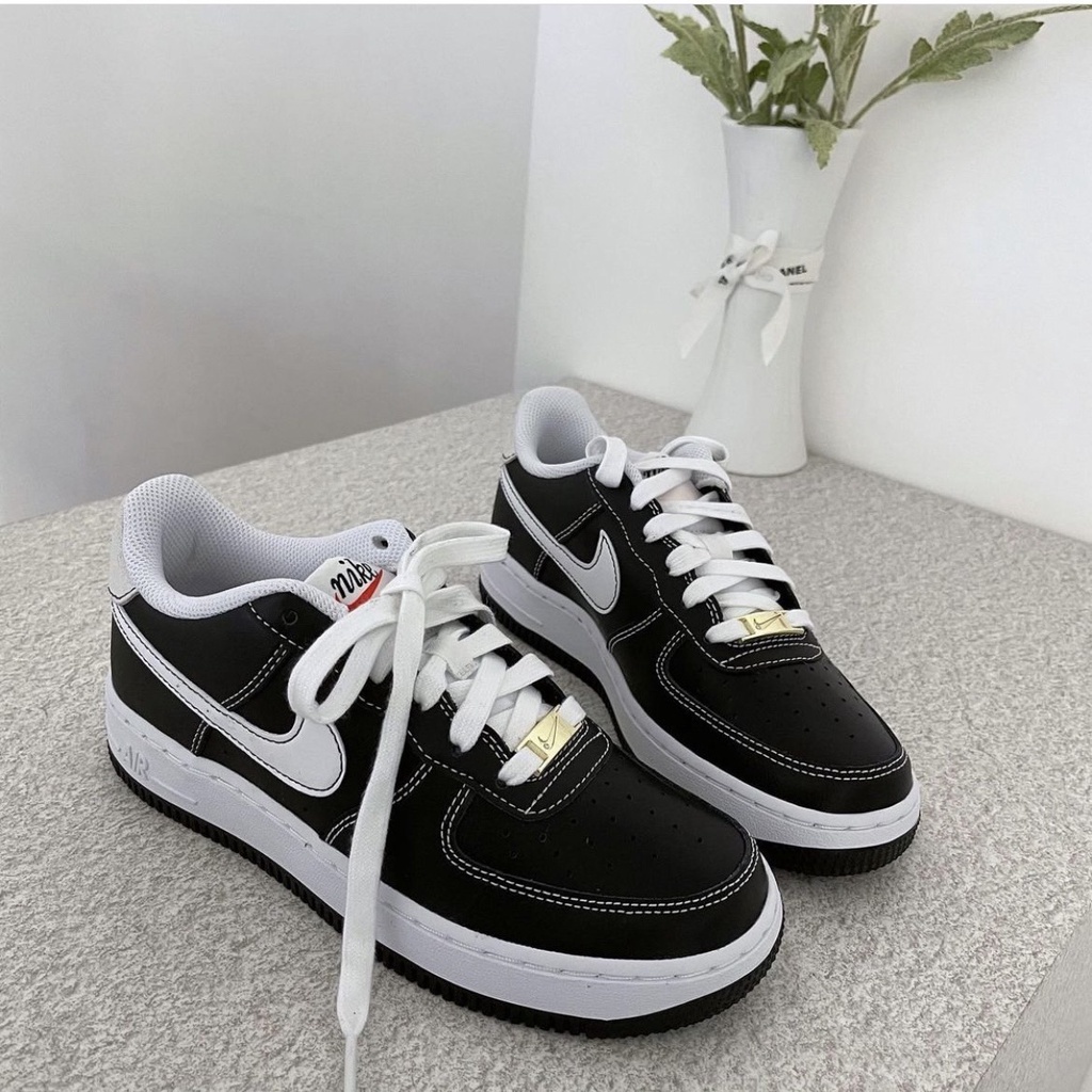 Nike Air Force 1 黑色 白色 熊貓 白勾 外縫線 皮革 刺繡 AF1 DB1560-001