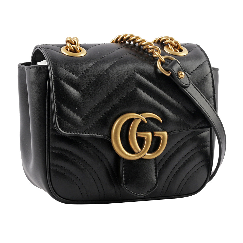 【GUCCI】GG Marmont 縫線迷你方胖斜背包