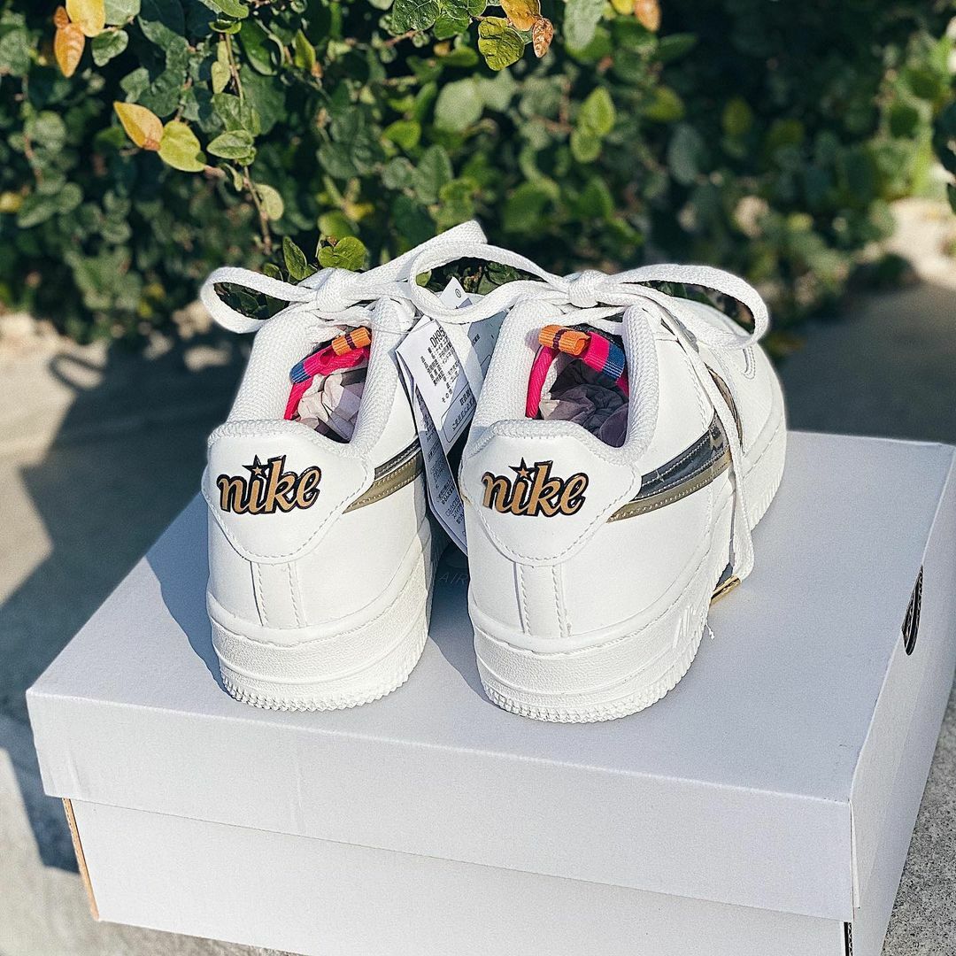 Nike Air Force 1 奶油白 白色 金銀 雙勾 錦旗 手繪 塗鴉 AF1 DH9595-001