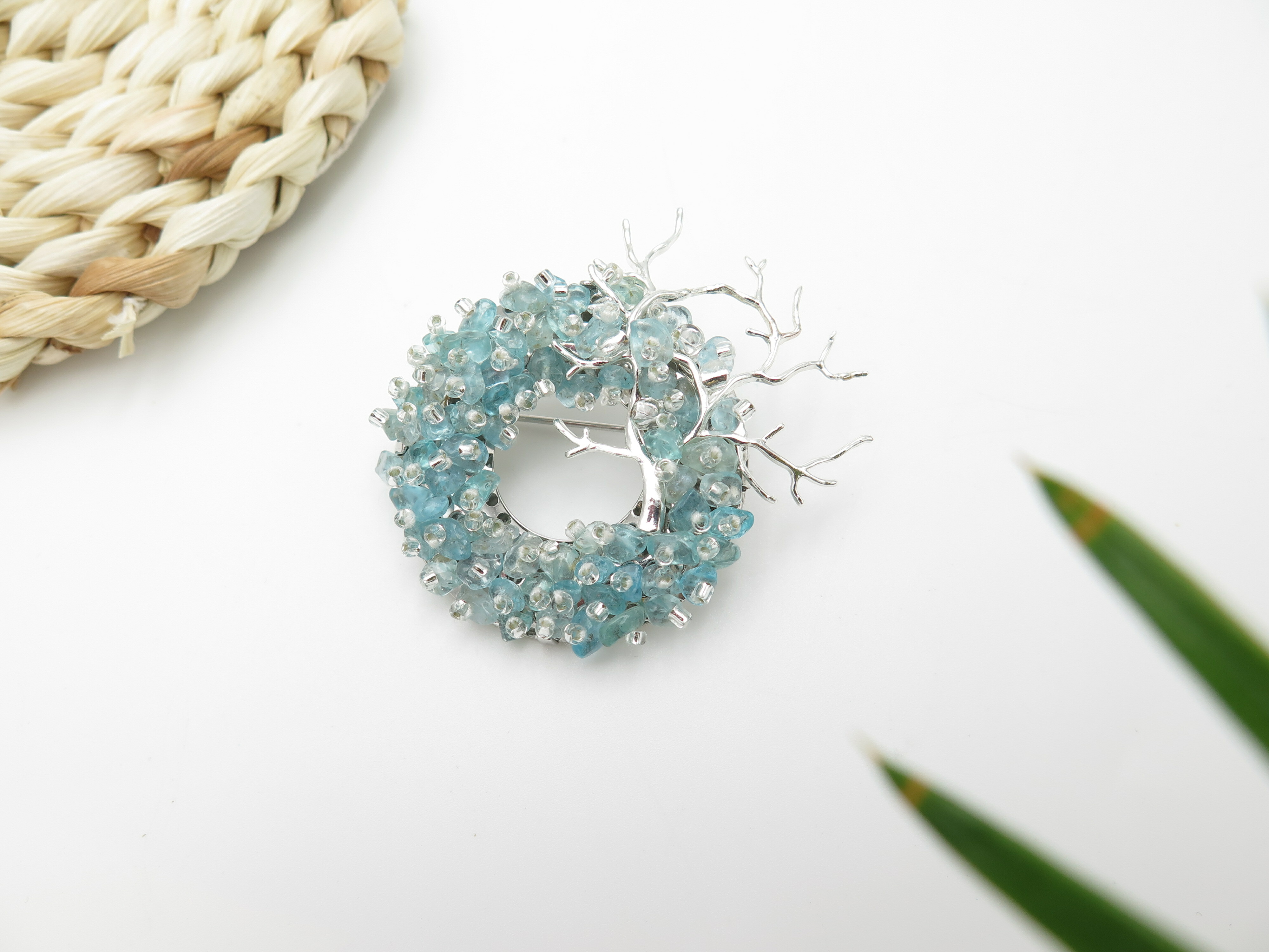 COLE COOL Japanese Style mini Apatite Brooch【best gift for her】