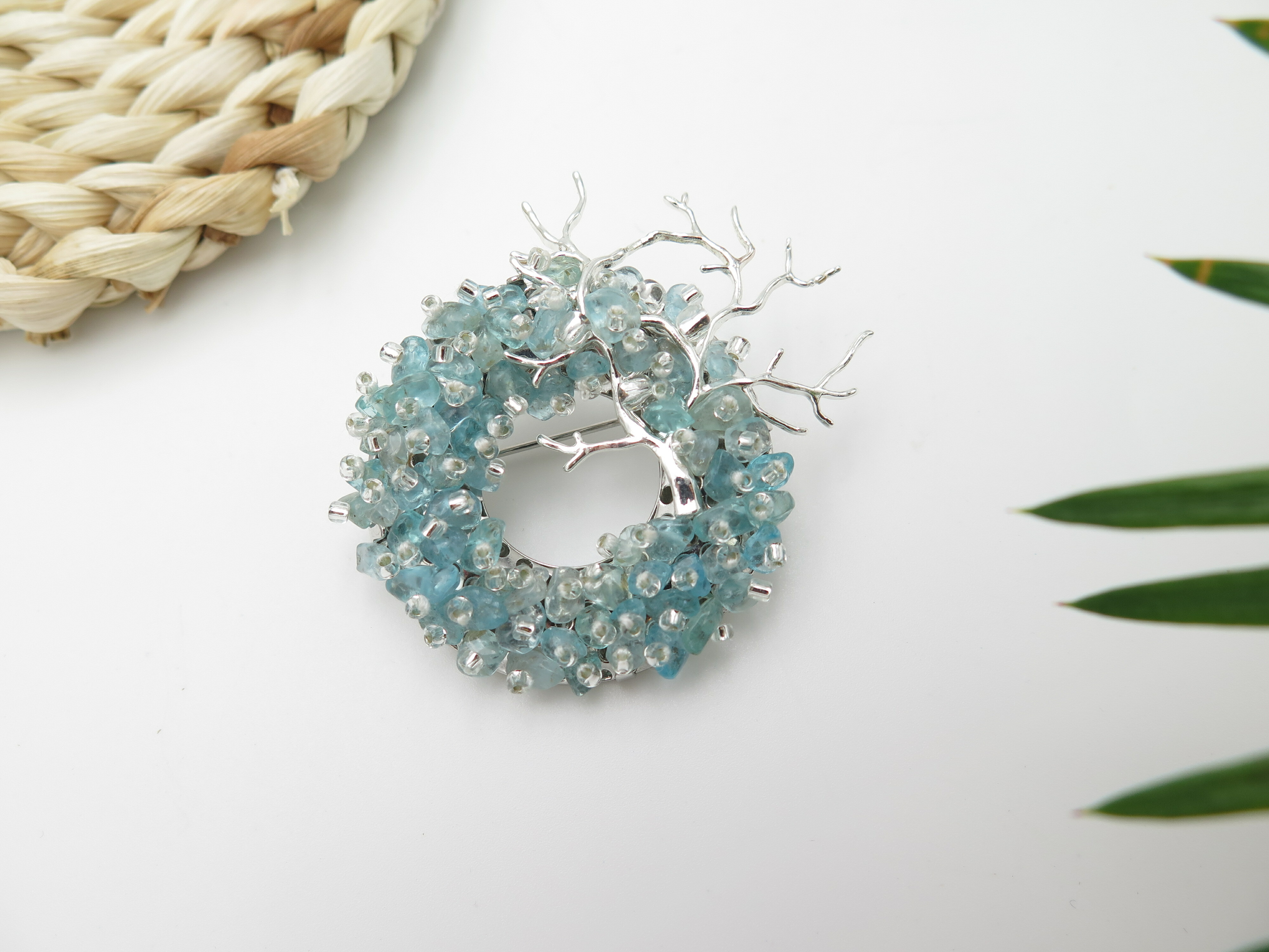 COLE COOL Japanese Style mini Apatite Brooch【best gift for her】