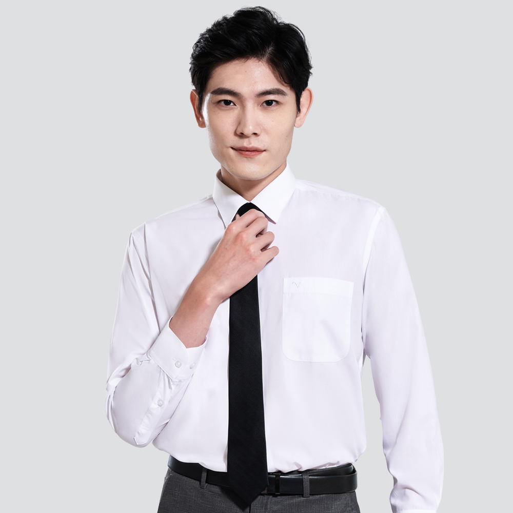 仿天絲素面長袖襯衫-三色