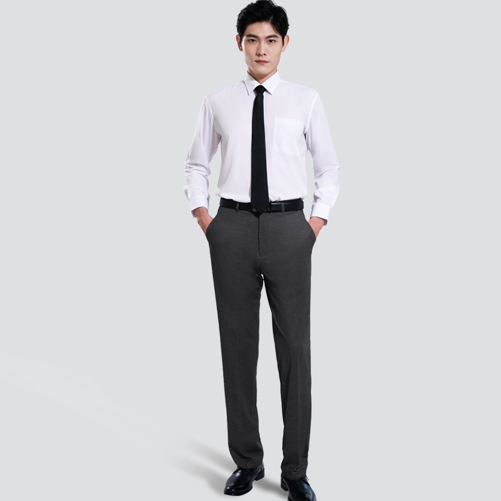 仿天絲素面長袖襯衫-白