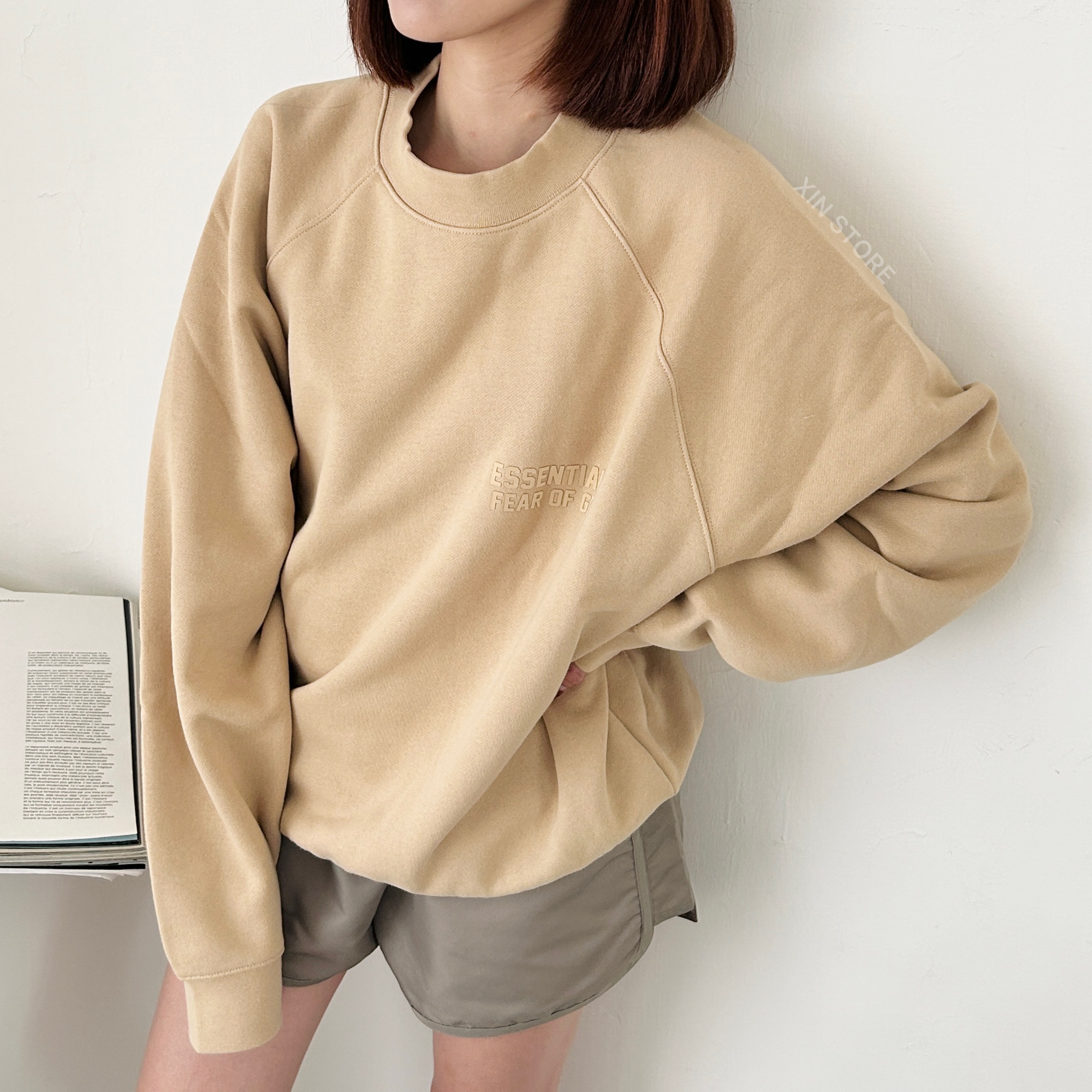 【現貨】Essentials Fear Of God FOG  大學Tee 內刷毛 淺奶茶 莓果紫 淺米灰