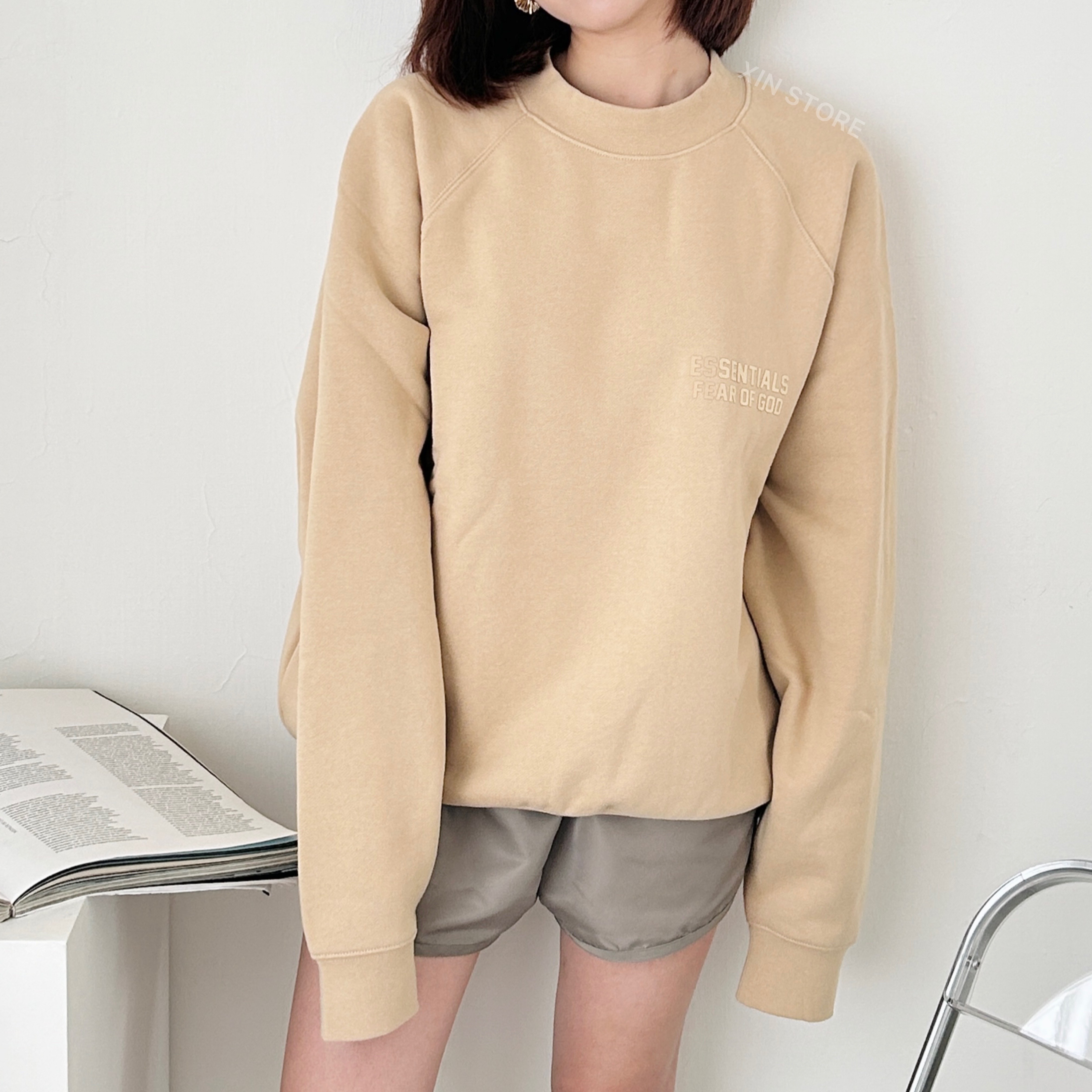 【現貨】Essentials Fear Of God FOG  大學Tee 內刷毛 淺奶茶 莓果紫 淺米灰