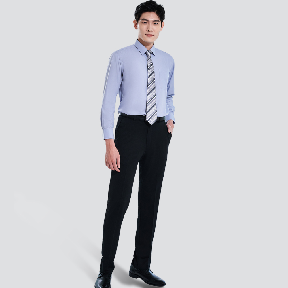 仿天絲素面長袖襯衫-灰