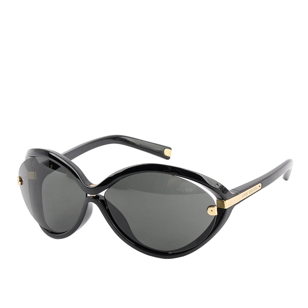 【Louis Vuitton / LV】橢圓灰色鏡片太陽眼鏡(黑色)