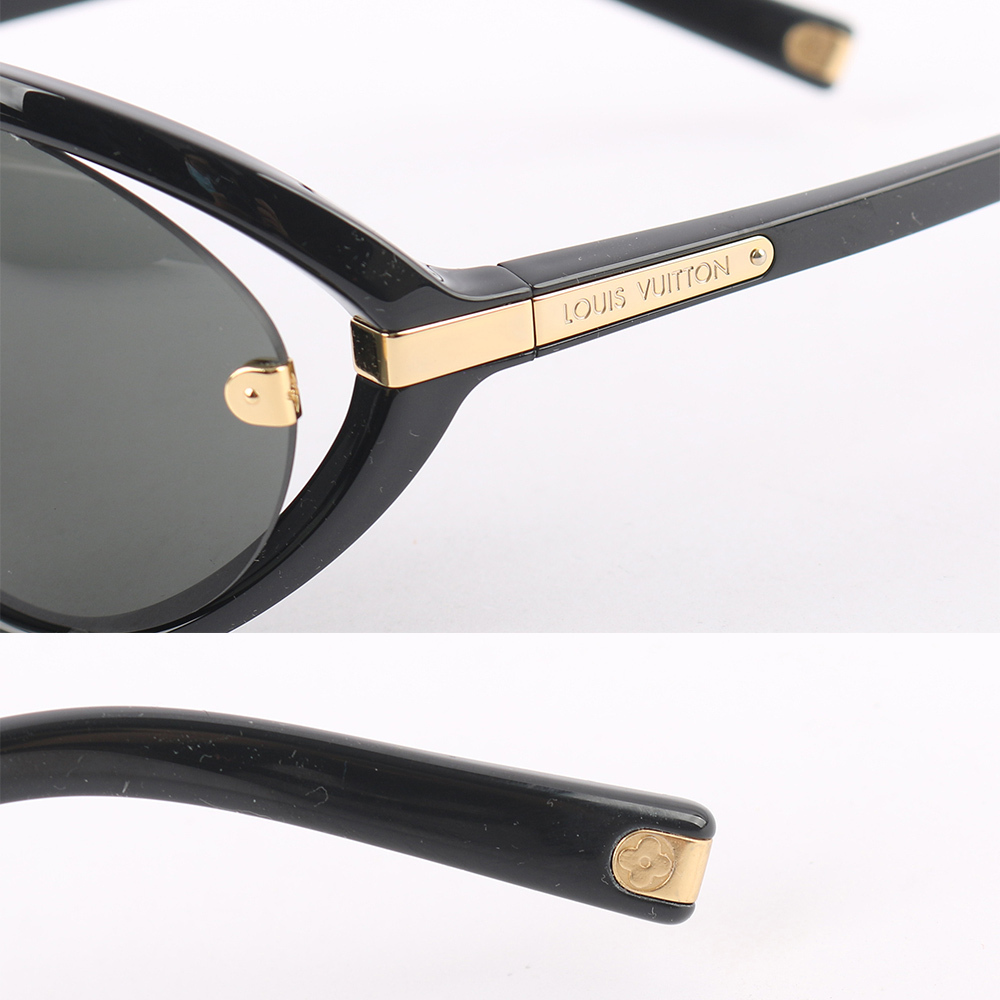 【Louis Vuitton / LV】橢圓灰色鏡片太陽眼鏡(黑色)