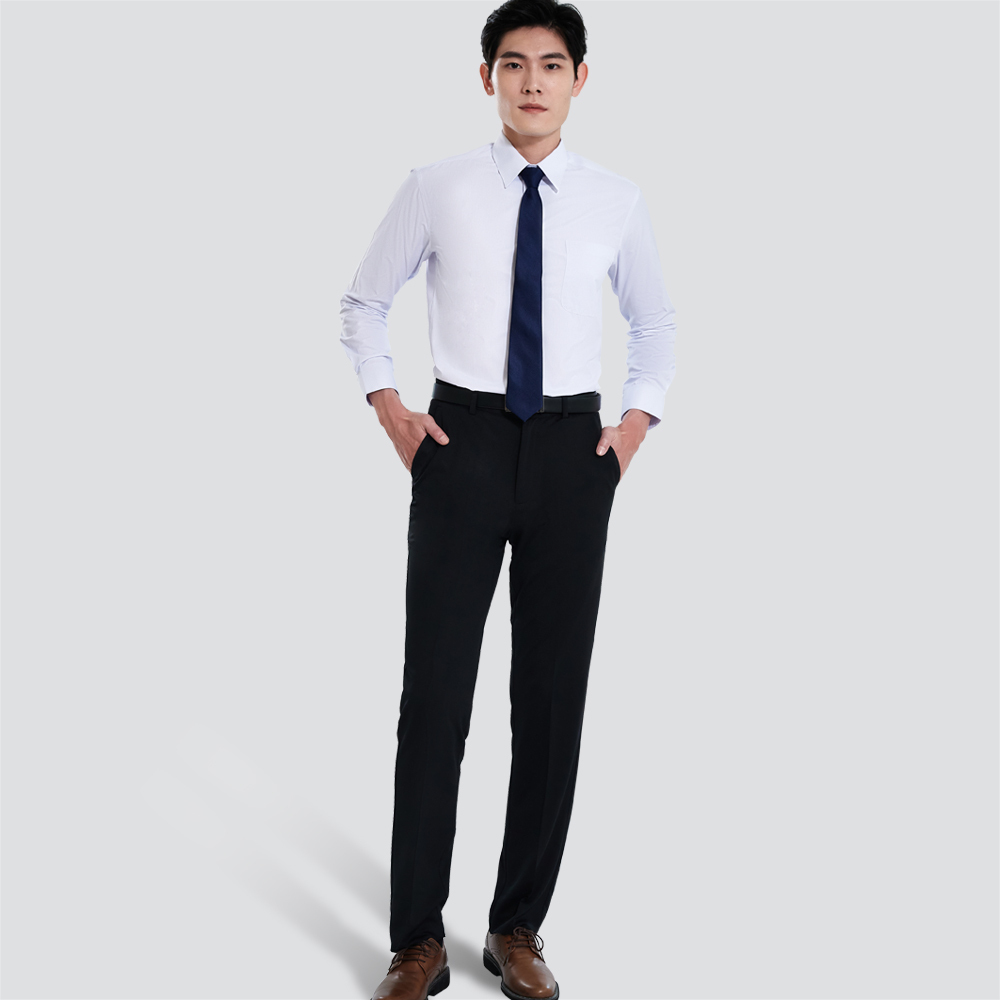 經典條紋長袖襯衫-藍細條