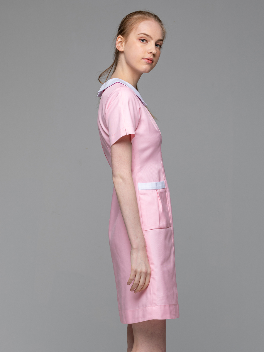 【 B149-A0  出清款 】女護理洋裝-B立挺布-寶寶粉