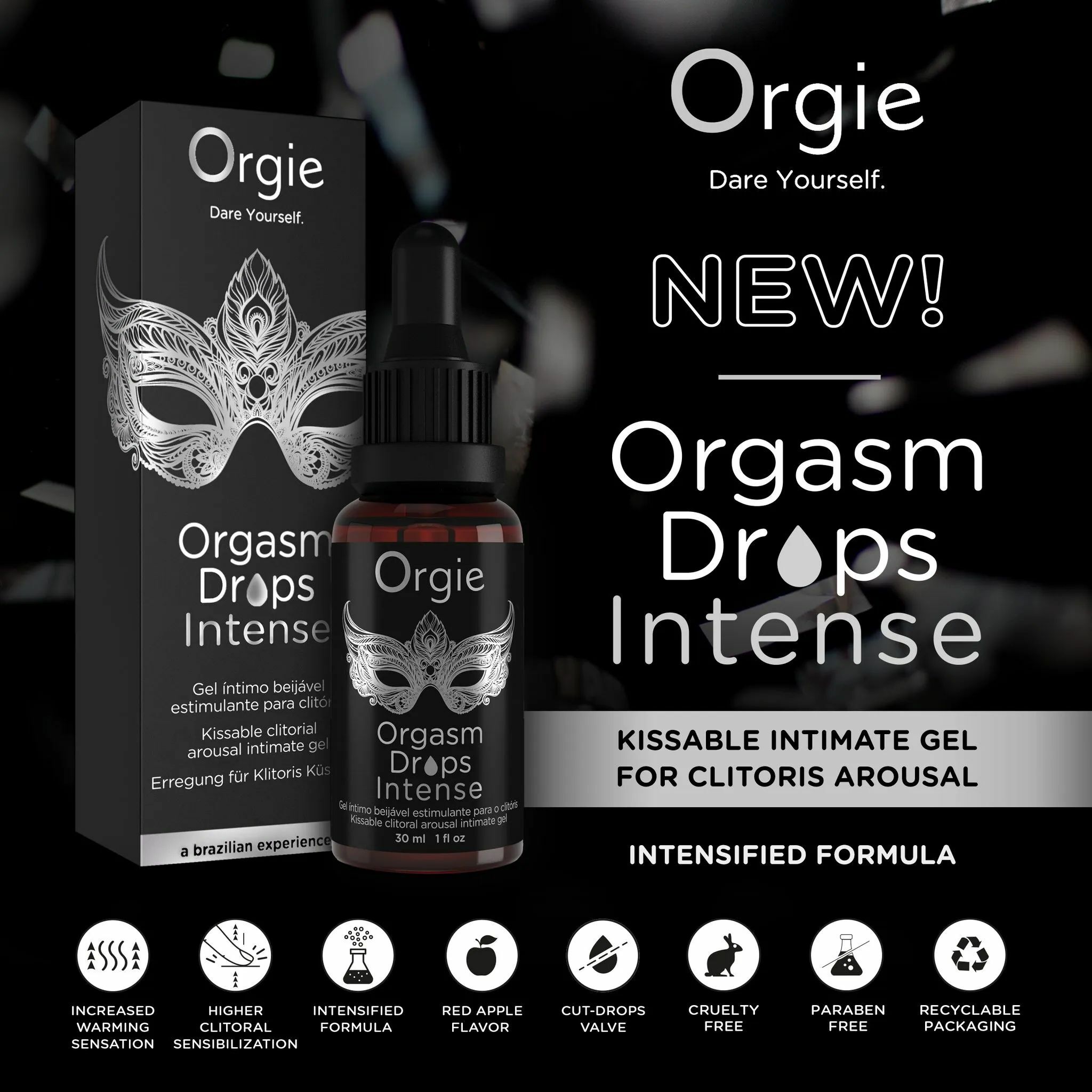 【店員推薦】葡萄牙ORGIE Orgasm Drops Intense 可食用蘋果味温感高潮液（30ml）