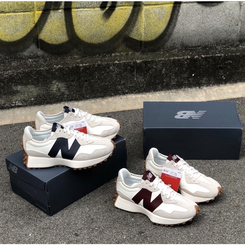 New Balance 327 勃根地酒紅 酒紅 奶油色 海鹽藍 海軍藍 皮革 WS327KA WS327KB