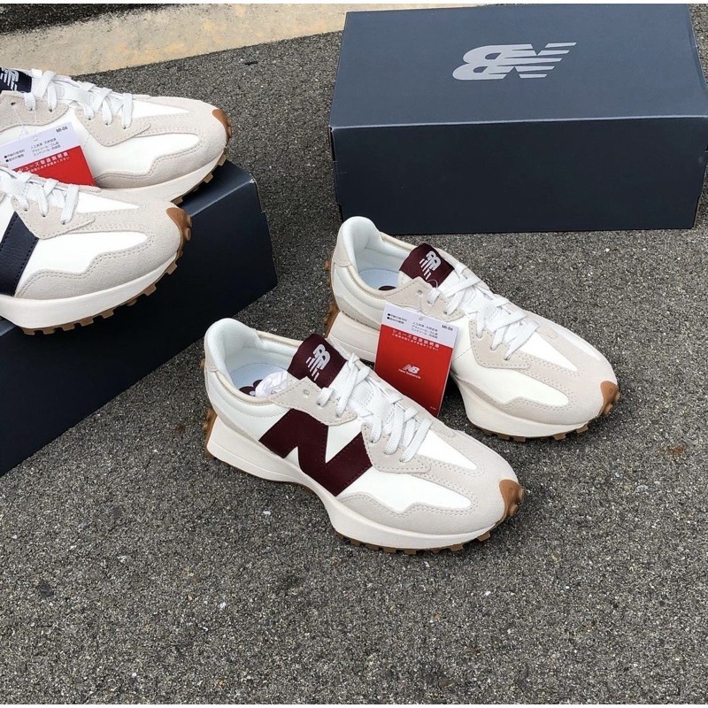 New Balance 327 勃根地酒紅 酒紅 奶油色 海鹽藍 海軍藍 皮革 WS327KA WS327KB