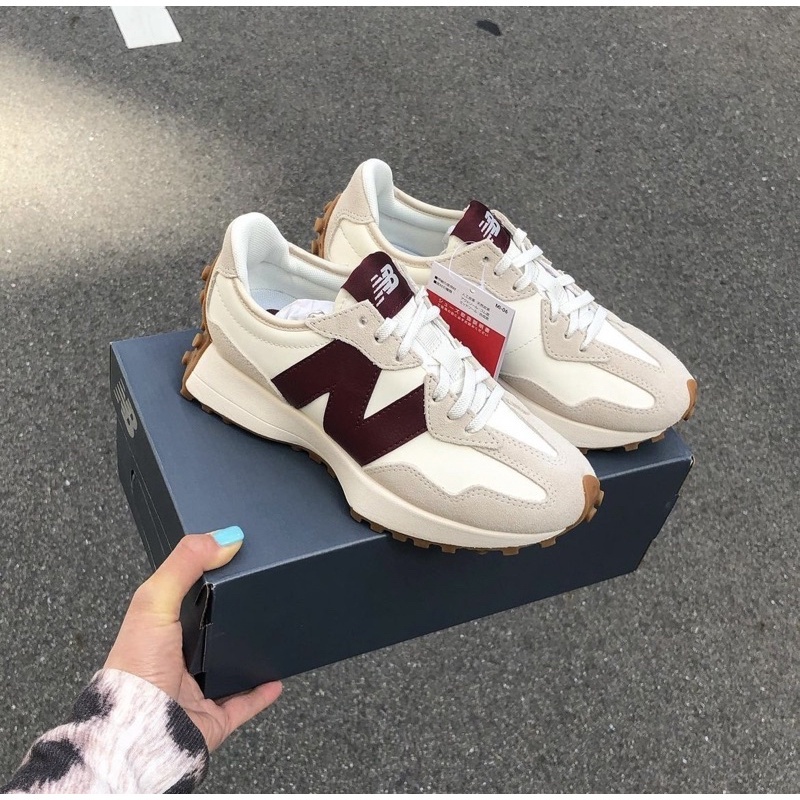 New Balance 327 勃根地酒紅 酒紅 奶油色 海鹽藍 海軍藍 皮革 WS327KA WS327KB