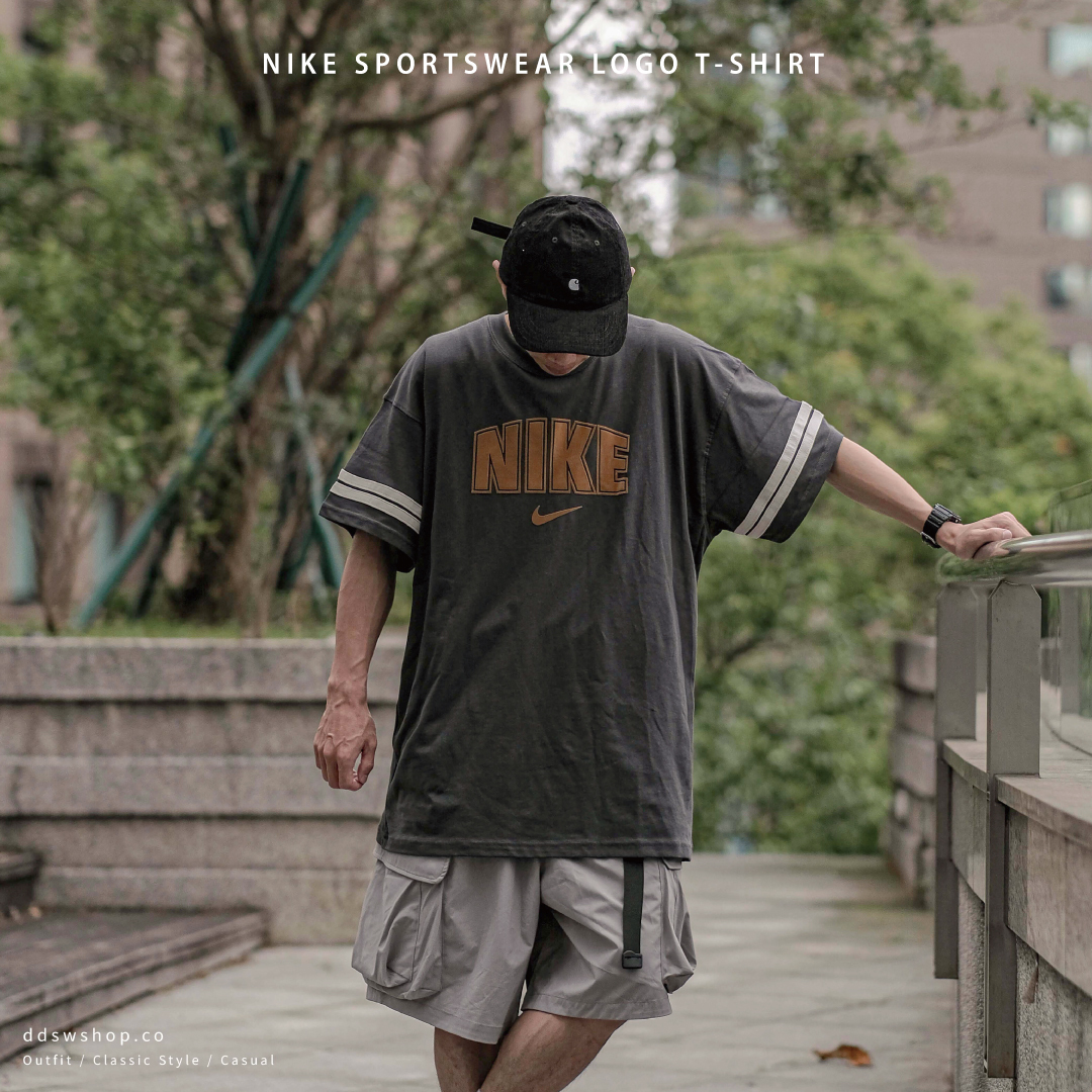 Nike Sportswear 短袖 美式復古大Logo短踢 國外限定 煙灰色 FD0483-070