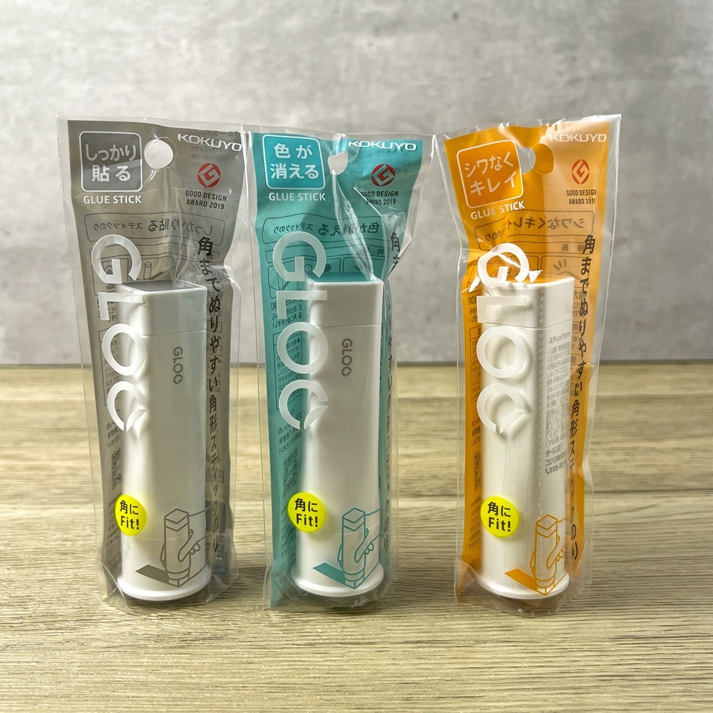 日本 KOKUYO． GLOO方形口紅膠((S)) 強黏-灰/消色-藍/不起皺-橘