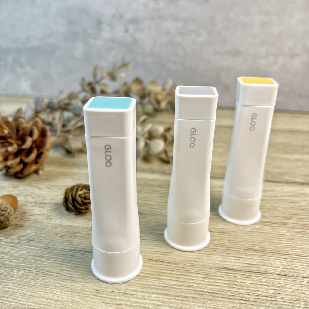 日本 KOKUYO． GLOO方形口紅膠((S)) 強黏-灰/消色-藍/不起皺-橘