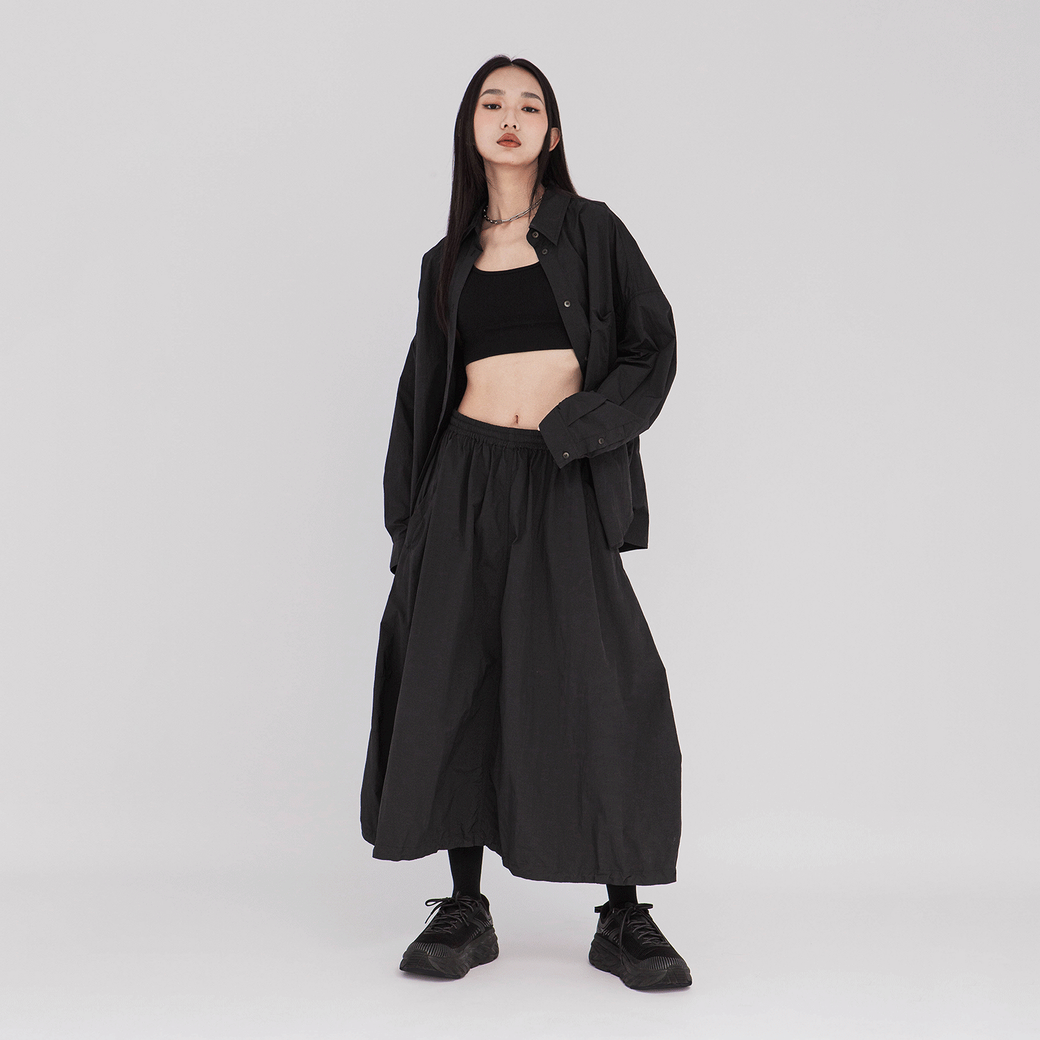 尼龍涼感長裙（in stock!)