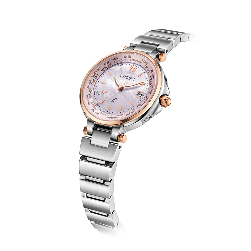 萬年鐘錶 - Citizen 星辰錶  XC   限量櫻花粉貝殼錶面光動能電波女錶 EC1011-62W 錶徑29MM