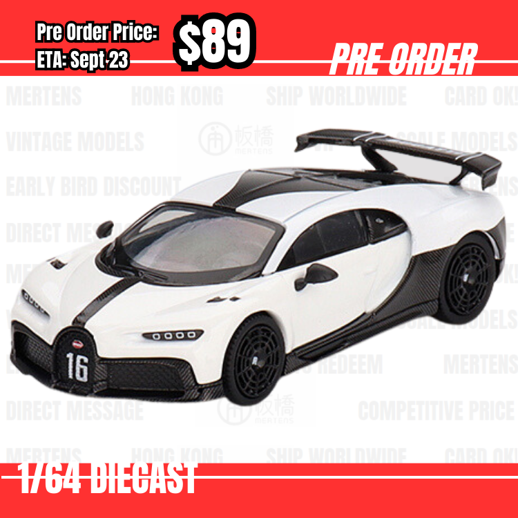 Pre Order-$89 Mini GT #569 Bugatti Chiron Pur Sport  White LHD [OD22/05]