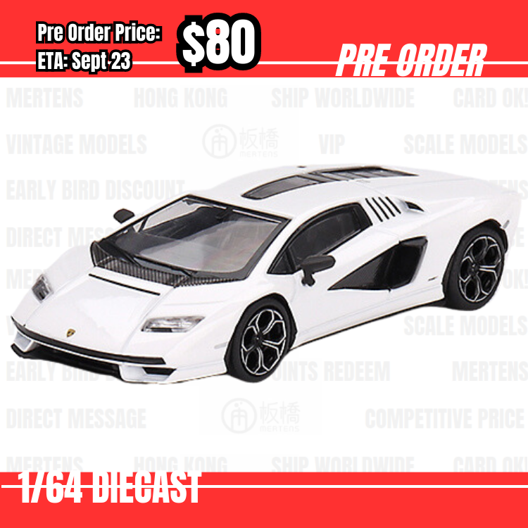 Pre Order-$80 Mini GT #567 Lamborghini Countach LPI 800-4  Bianco Siderale LHD  [OD22/05]