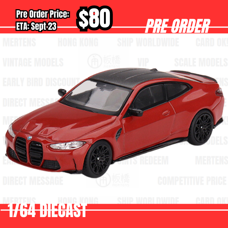 Pre Order-$80 Mini GT #566 BMW M4 Competition (G82) Toronto Red Metallic RHD  [OD22/05]