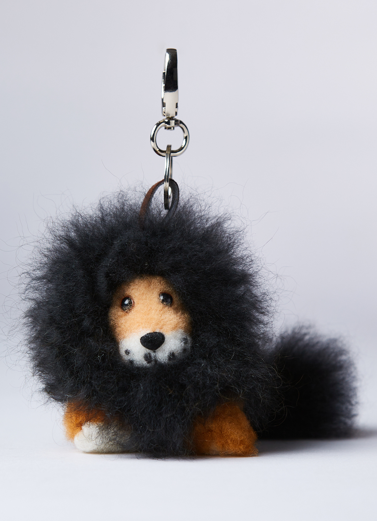 【秘魯國家館】ST.MALO秘魯工匠手工天然羊駝毛-獅子娃娃鑰匙圈-12cm-2205LK-黑棕色