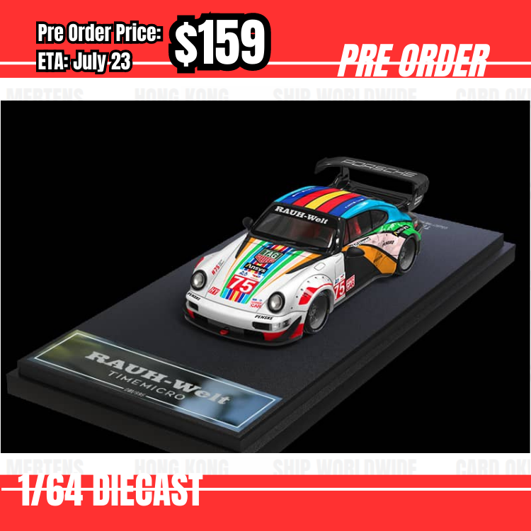 Pre Order-$159 Time Micro 1:64 Porsche RWB 964 GT Le Mans #75 [OD23/05]