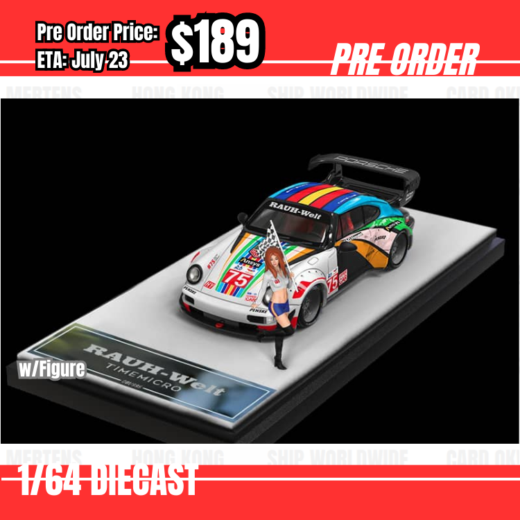 Pre Order-$159 Time Micro 1:64 Porsche RWB 964 GT Le Mans #75 w/figure [OD23/05]