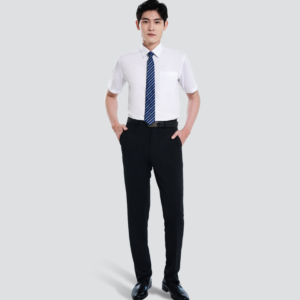 仿天絲素面短袖襯衫-白