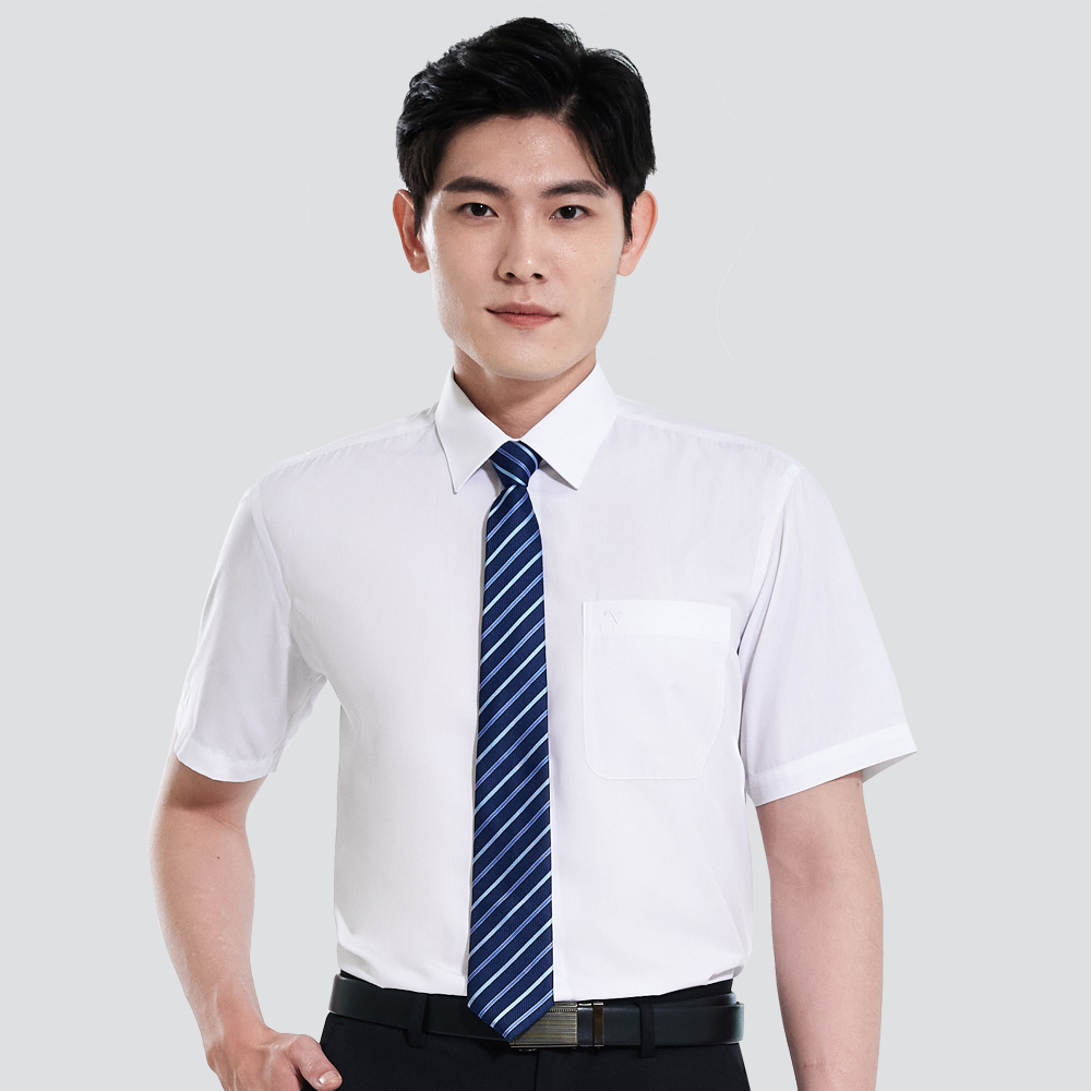 仿天絲素面短袖襯衫-三色