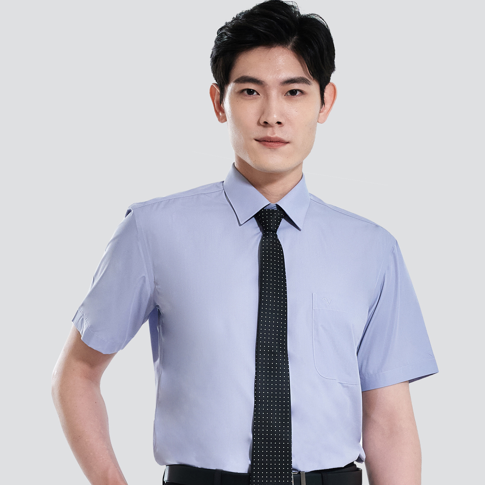 仿天絲素面短袖襯衫-灰