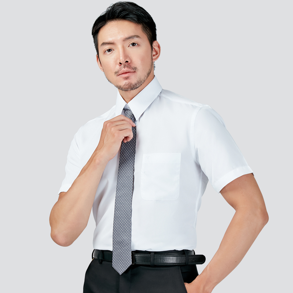 吸濕排汗條紋短袖襯衫-三色