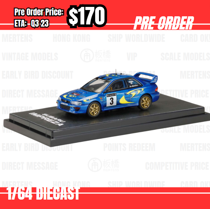 Pre Order-$170 Hobby Japan x IG 1:64 SUBARU IMPREZA WRC 1997 #3 (RAC RALLY) HJ642041E [OD23/05]