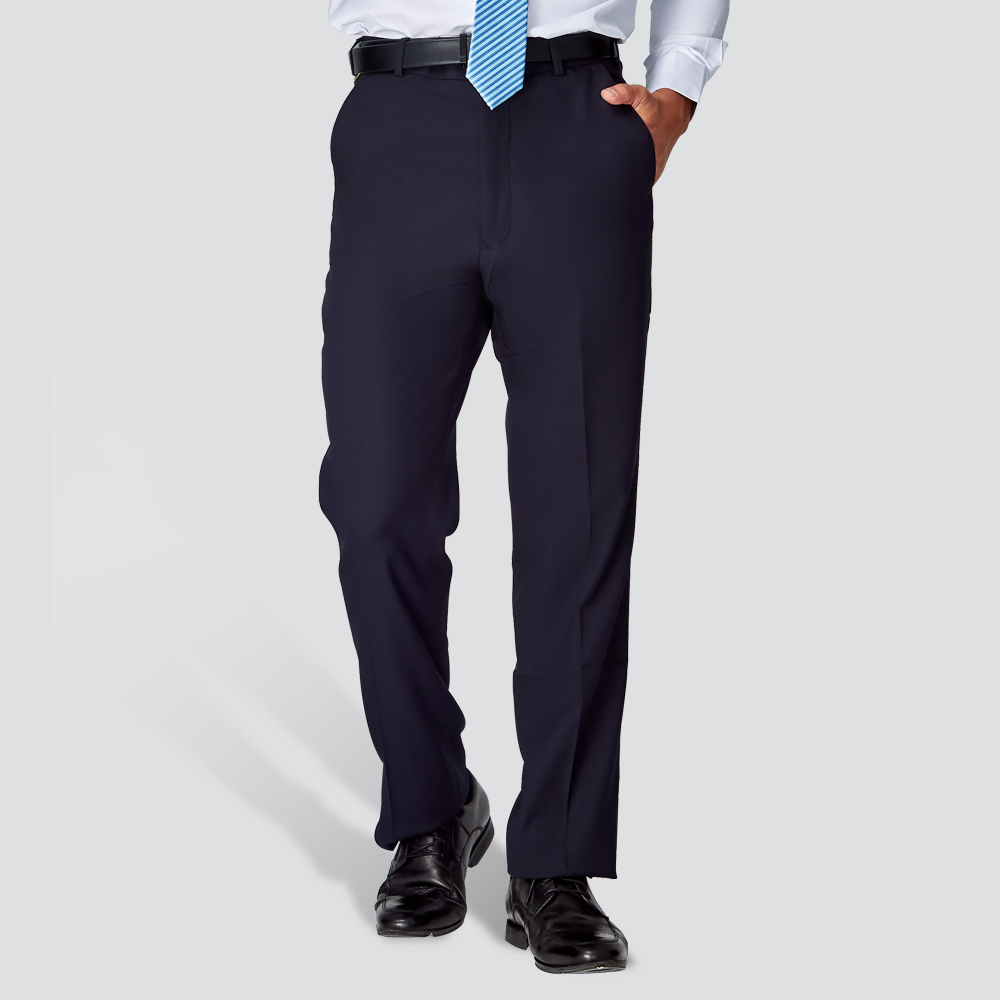 機能彈性平面西裝褲-丈青