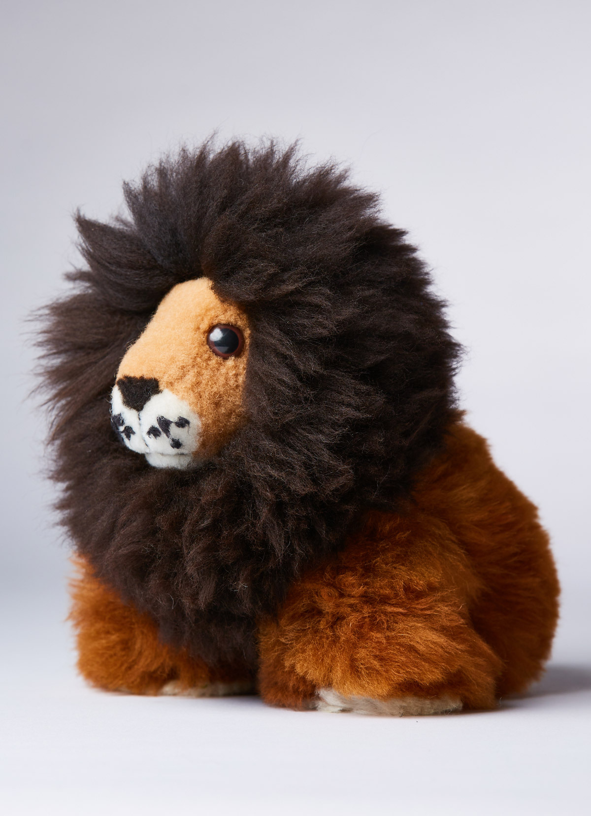 【秘魯國家館】ST.MALO秘魯工匠手工天然羊駝毛-獅子娃娃-30cm-2205LK-黑棕