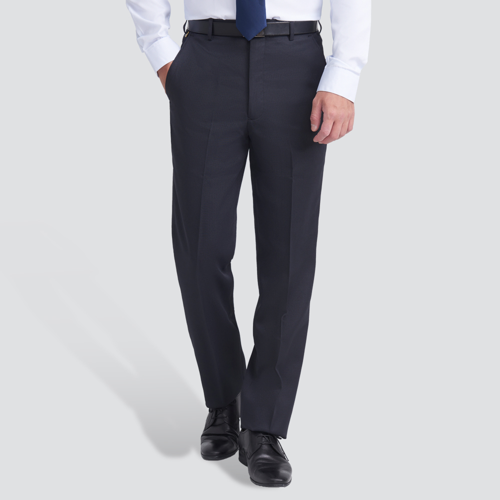 經典紋理平面西裝褲-丈青