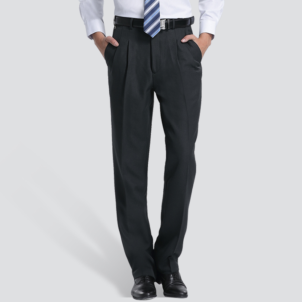 經典紋理打摺西裝褲-深灰