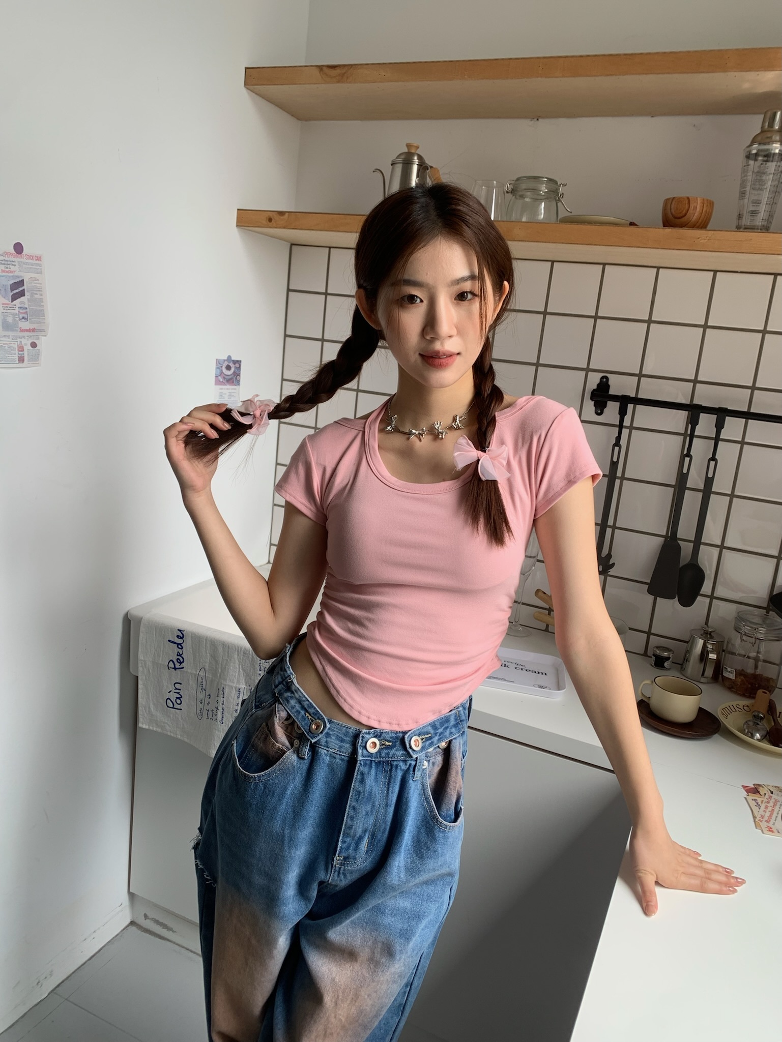 （現貨）MA221身材滿分 側抓皺挖背上衣_粉