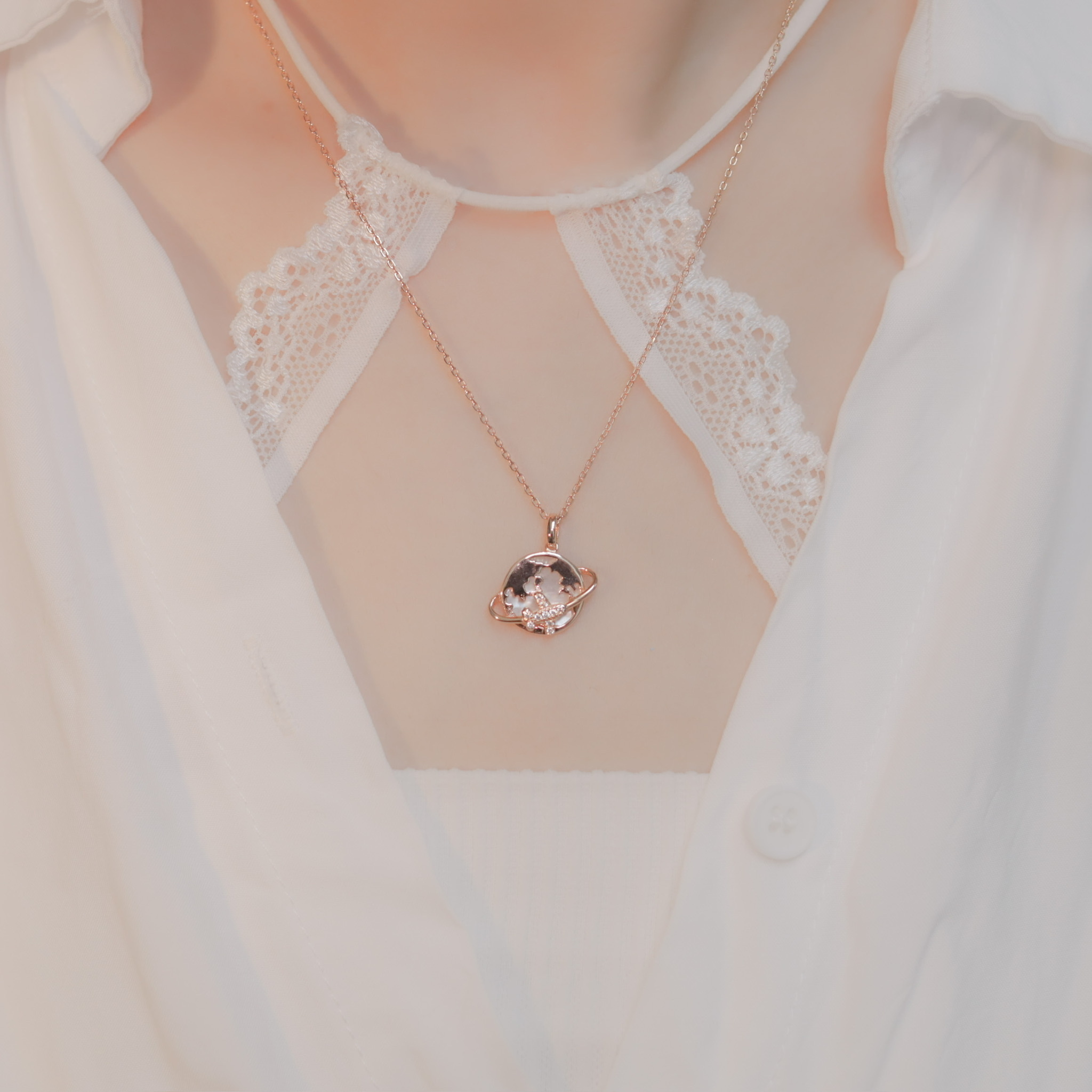 | 925純銀・玫瑰金  | 環球旅行項鍊 | NE0675 |