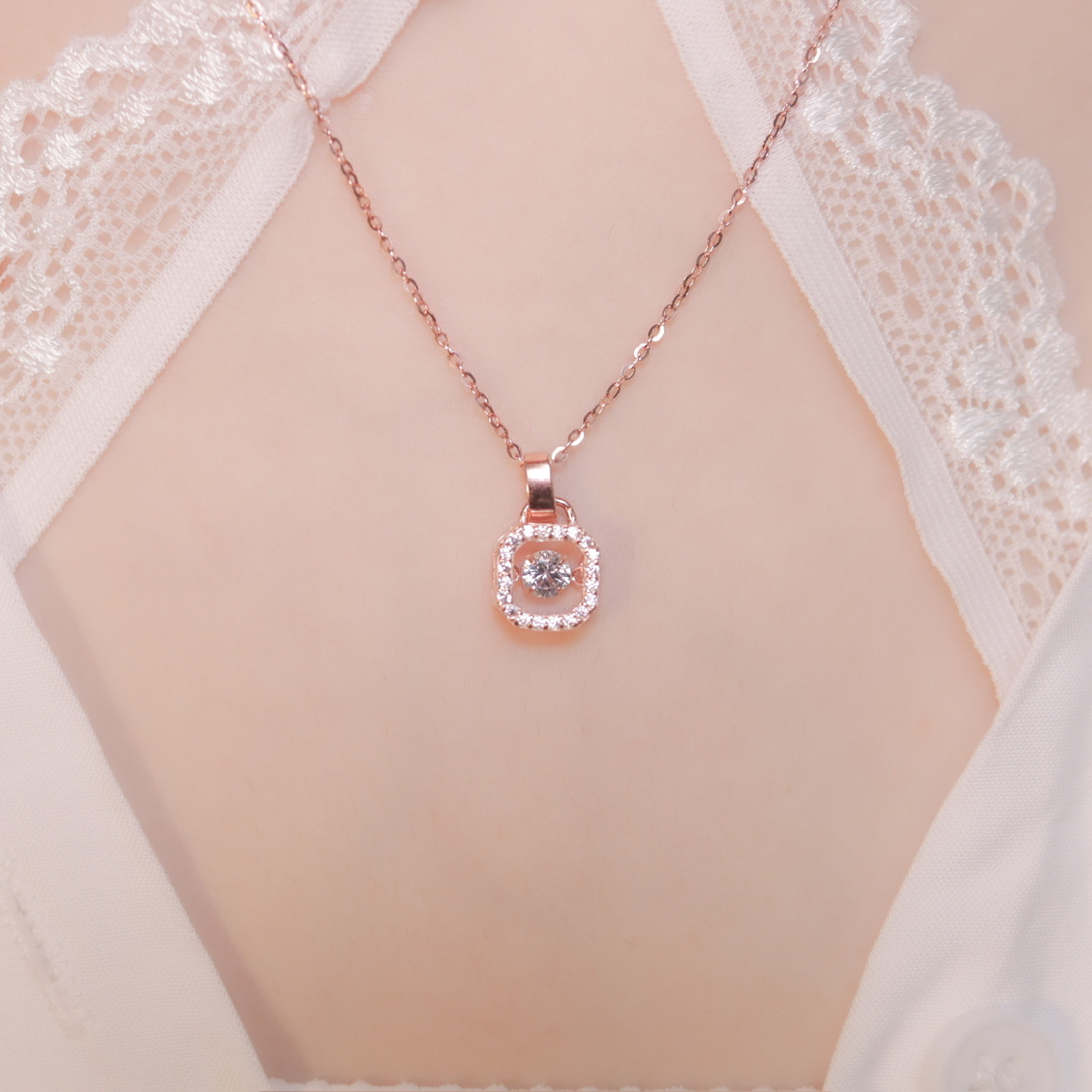 | 925純銀・白金・ 玫瑰金 | 懸浮方糖項鍊 (銀 / 玫瑰金) | NE0389 |