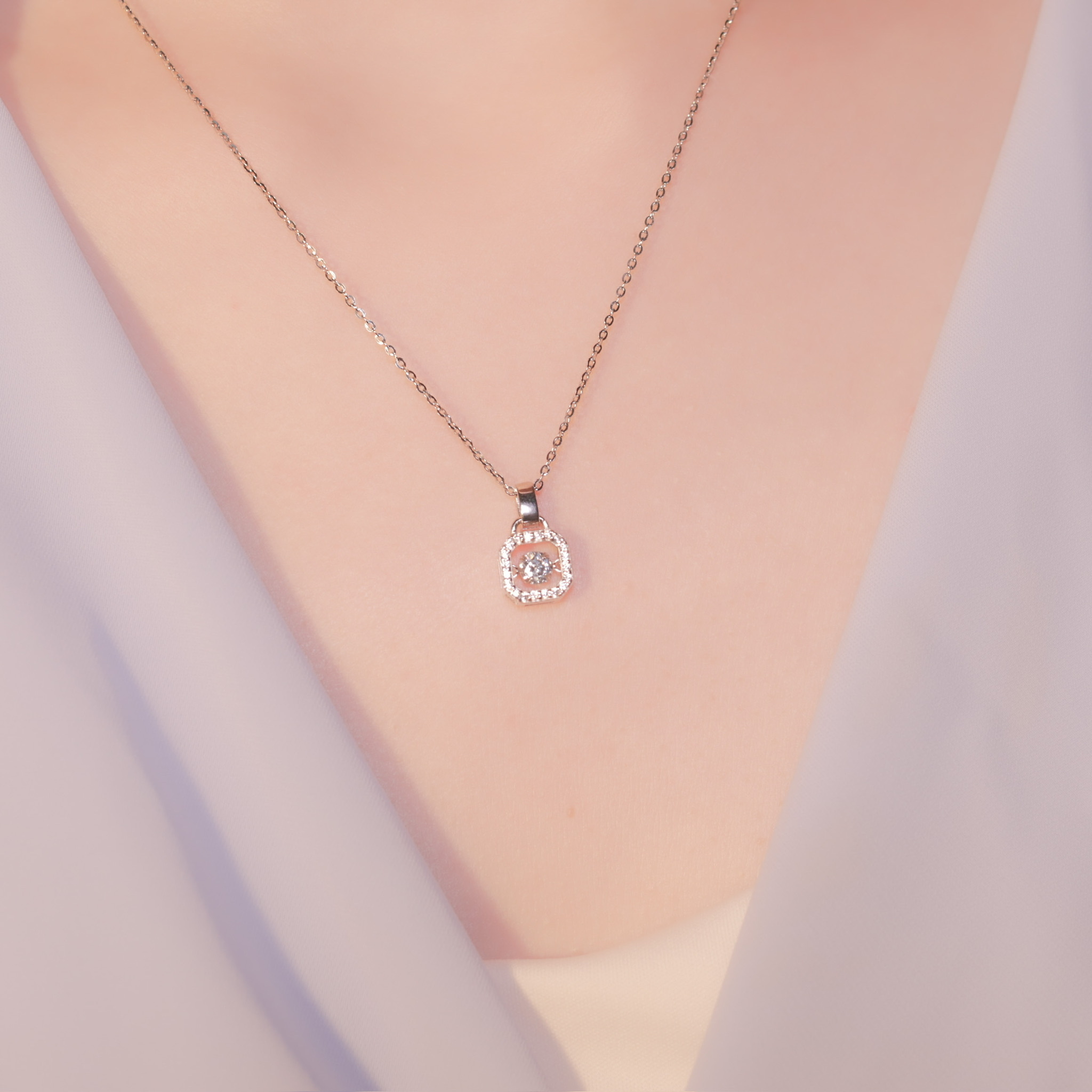 | 925純銀・白金・ 玫瑰金 | 懸浮方糖項鍊 (銀 / 玫瑰金) | NE0389 |