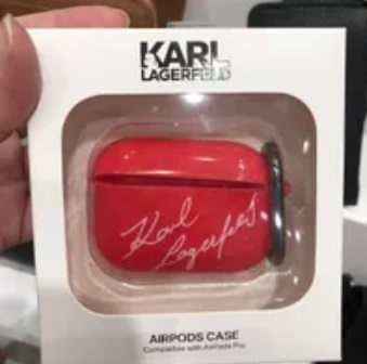 [S] KARL LAGERFELD CG230034 SIGNATURE AIRPODS PRO CASE,RED, 3666339119492 (SKL617)
