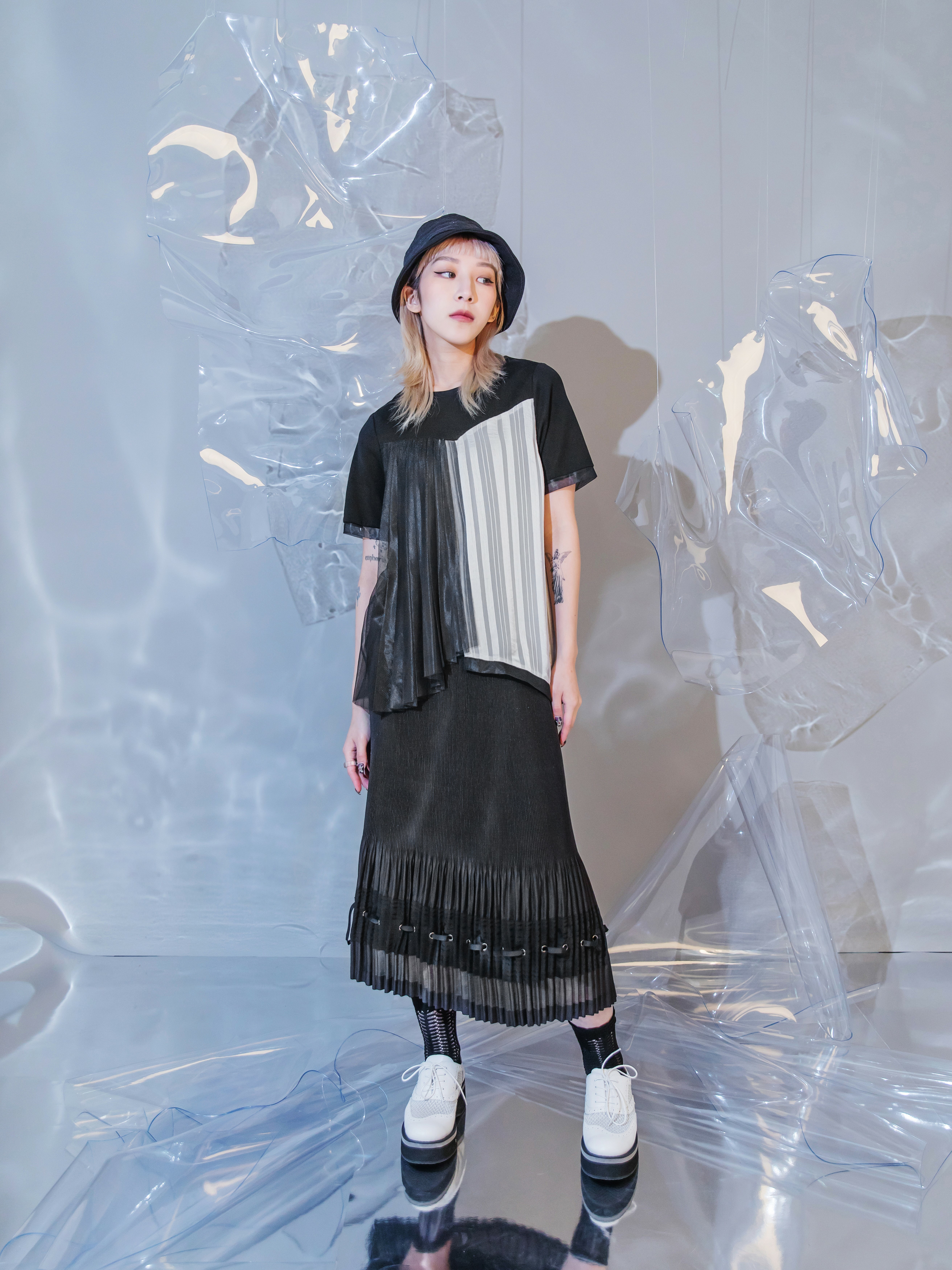 Drawstring Detail Pleated Skirt - K134C