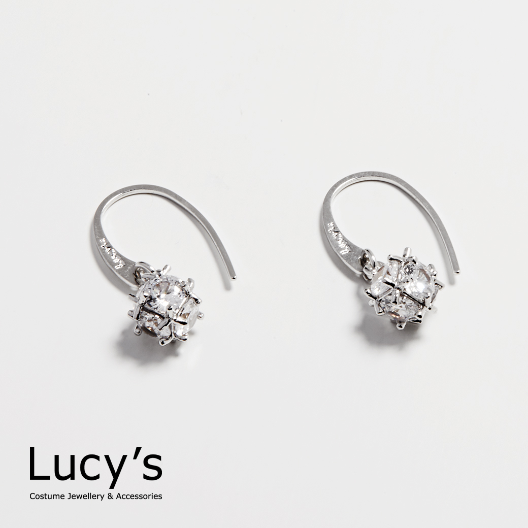 垂墜小方鑽 耳勾耳環 (五色) (58208/58210/58212/58213)