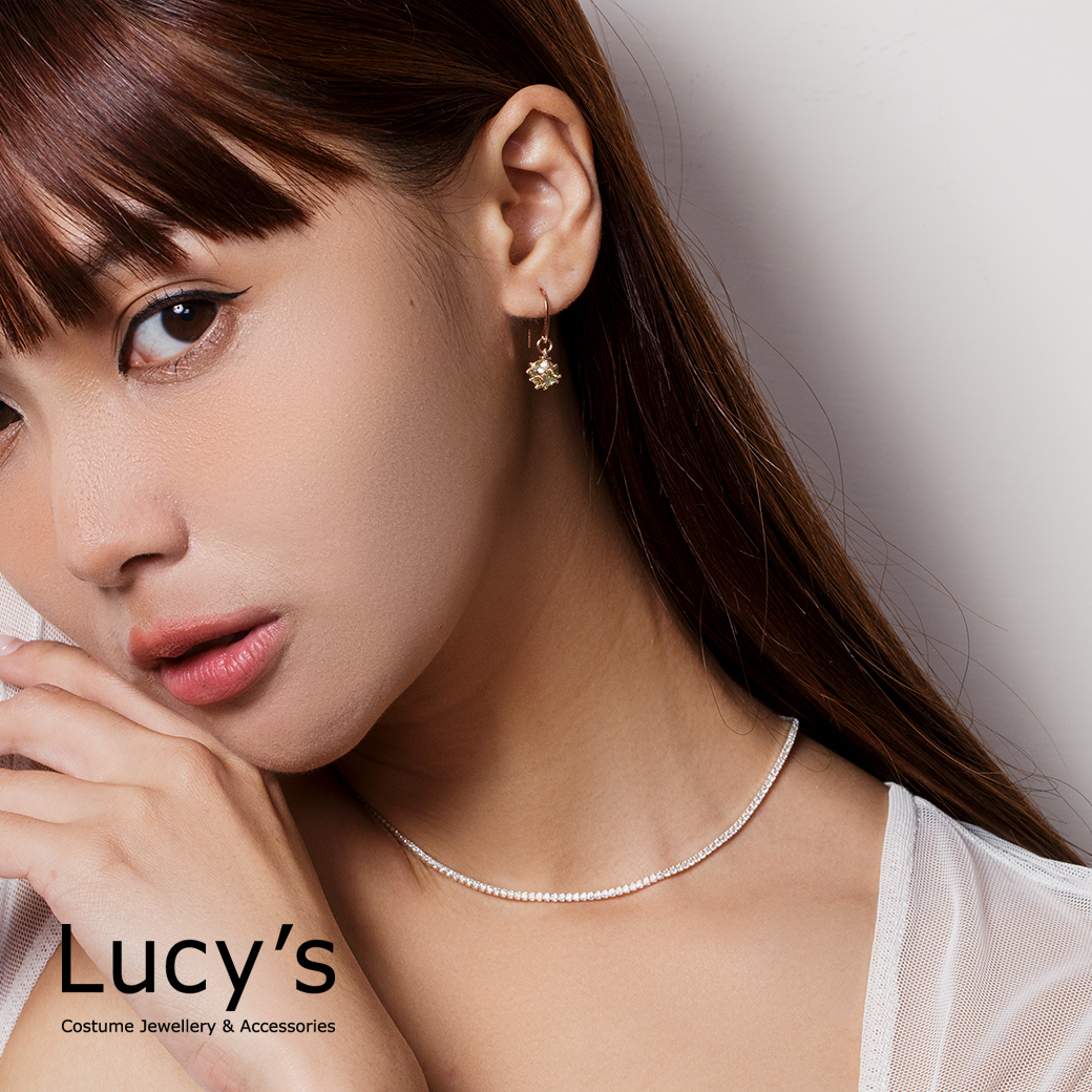 垂墜小方鑽 耳勾耳環 (五色) (58208/58210/58212/58213)