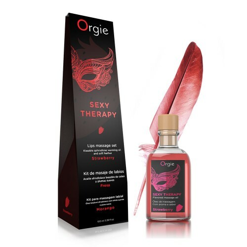 葡萄牙ORGIE Sexy Therapy 士多啤梨味可食用熱感按摩油羽毛套裝（100ml）