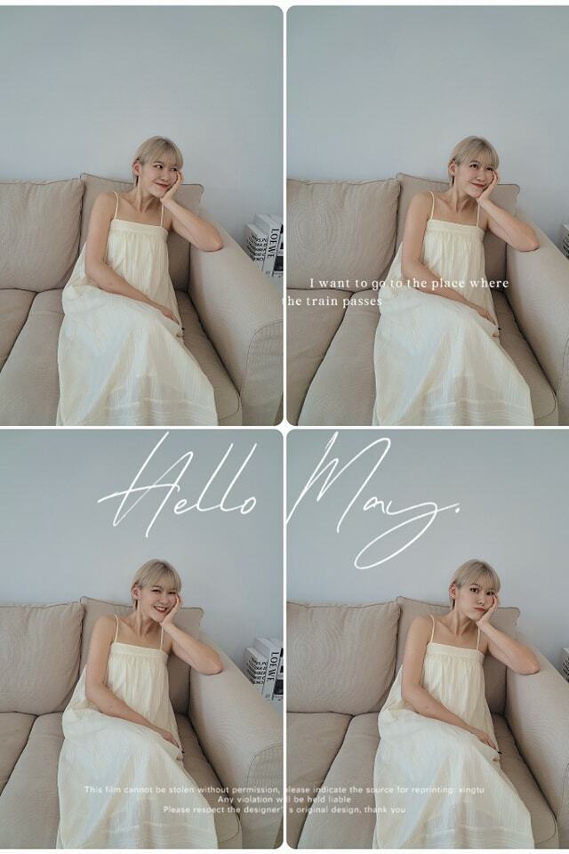 平口細肩帶麻棉刺繡洋裝(2色 有口袋)