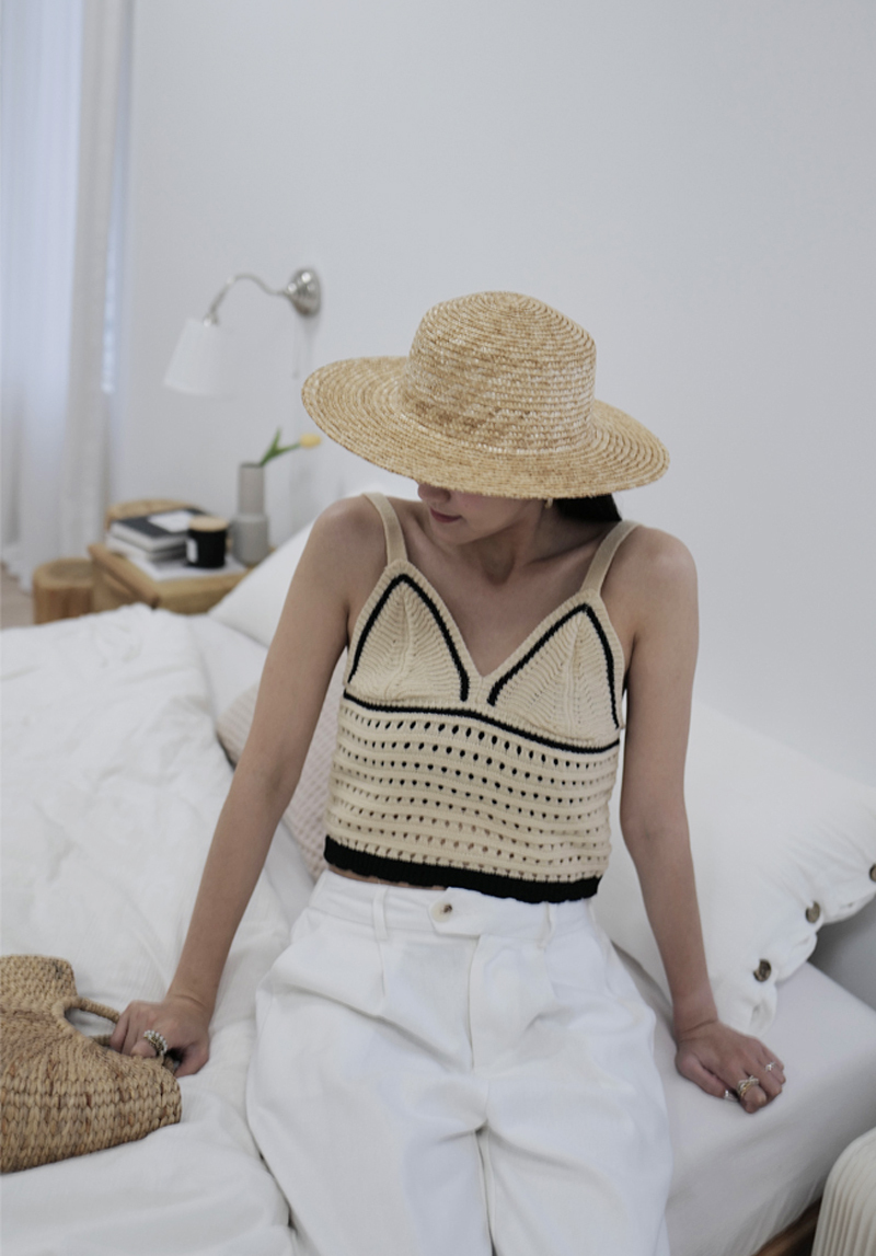 勾針渡假撞色背心*2色